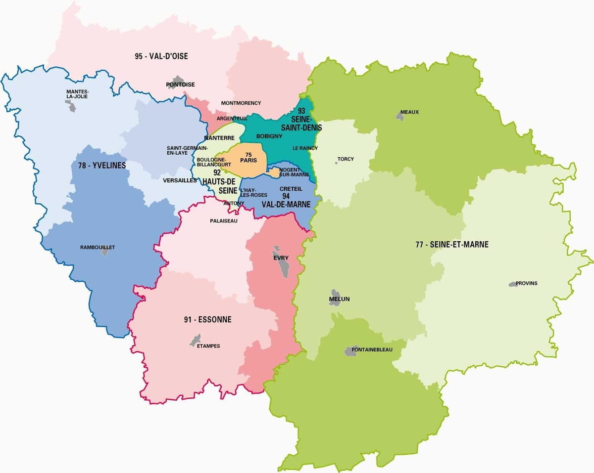 Карта Парижа Иль-де-Франс