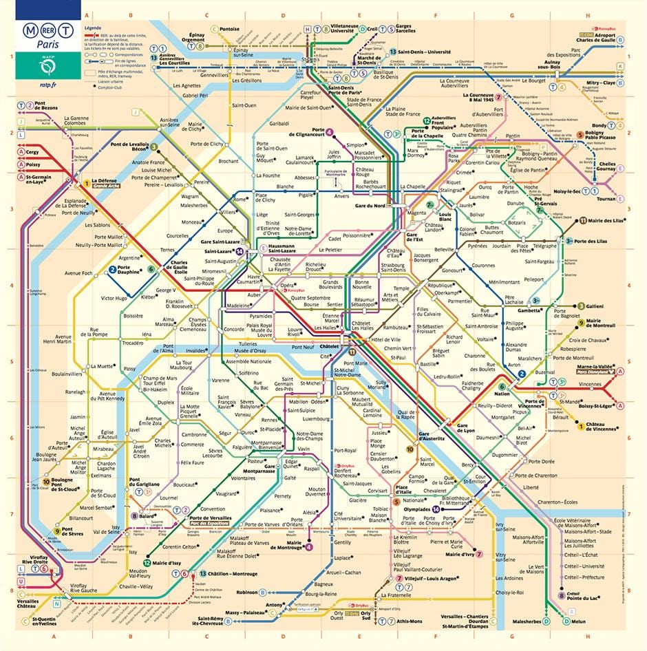 Карта Парижа метро