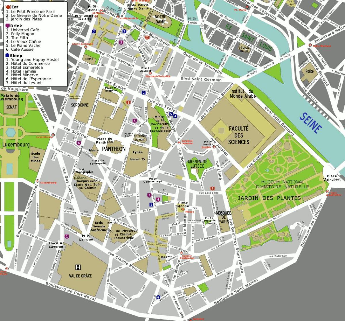карта 5-м округе Парижа