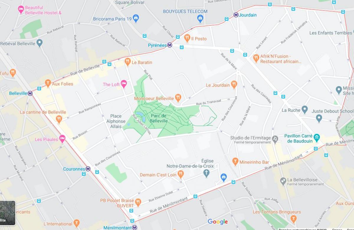 Карта Бельвиль Париж