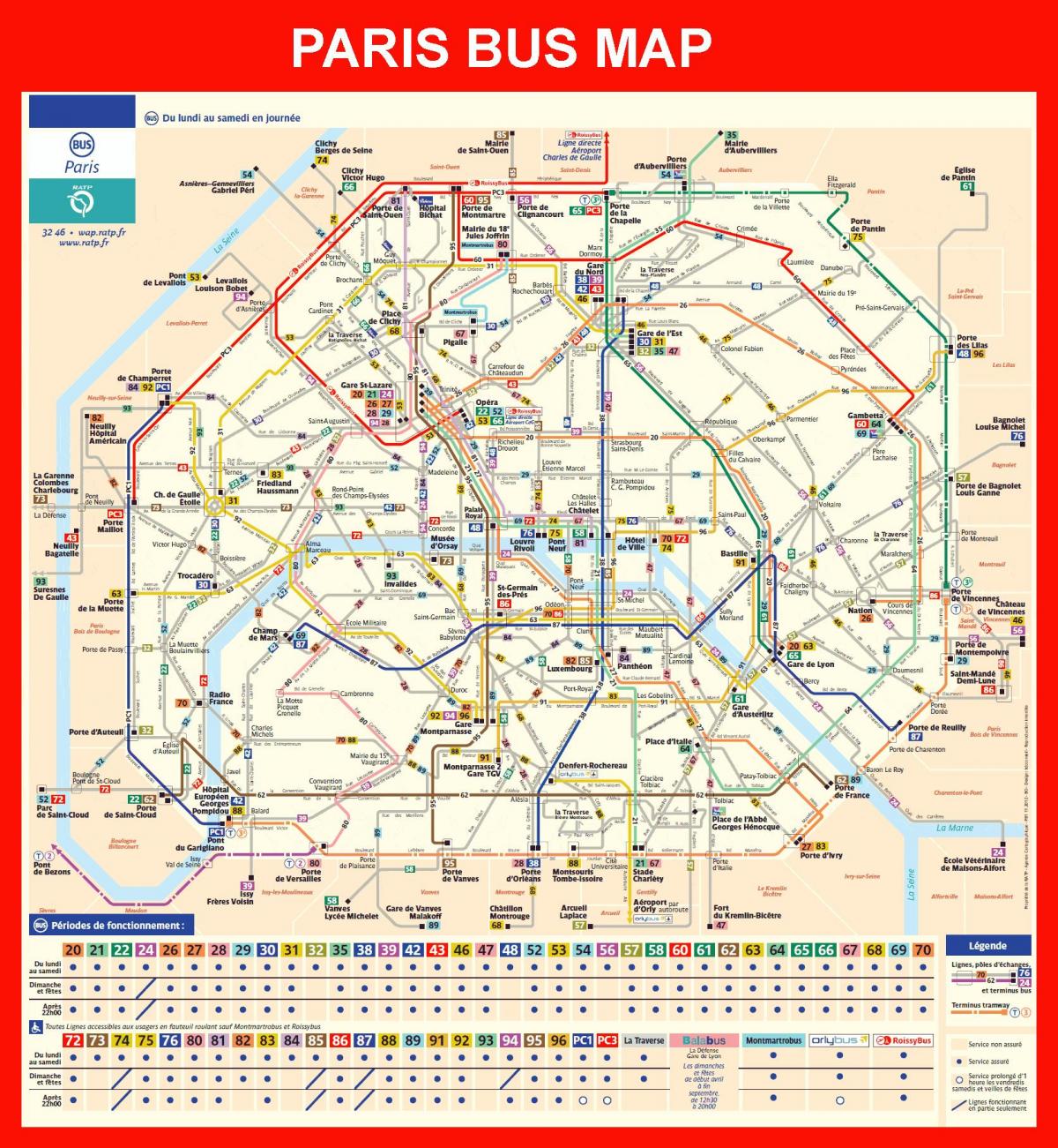 карта автобусов Парижа