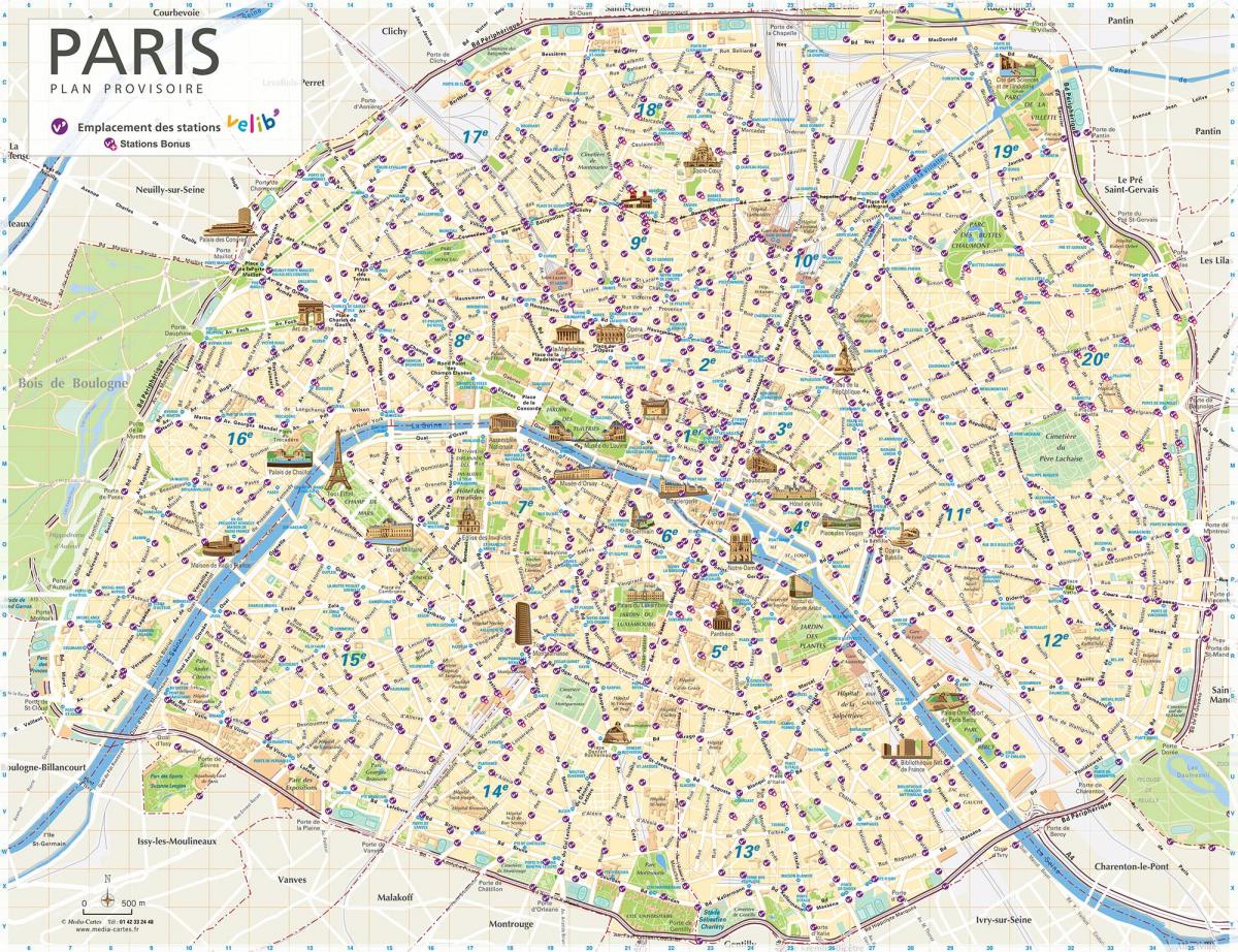 Париж карта проката велосипедов 