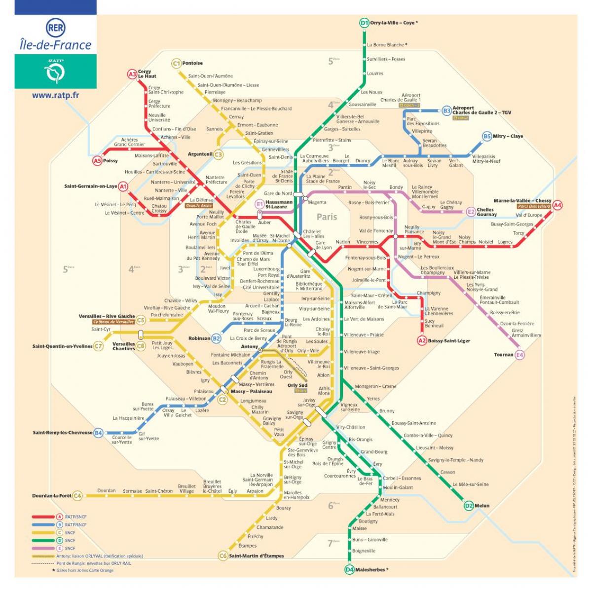 Карта Парижа туристических зон 