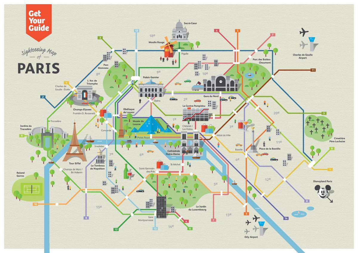 места для посещения в Париже на карте