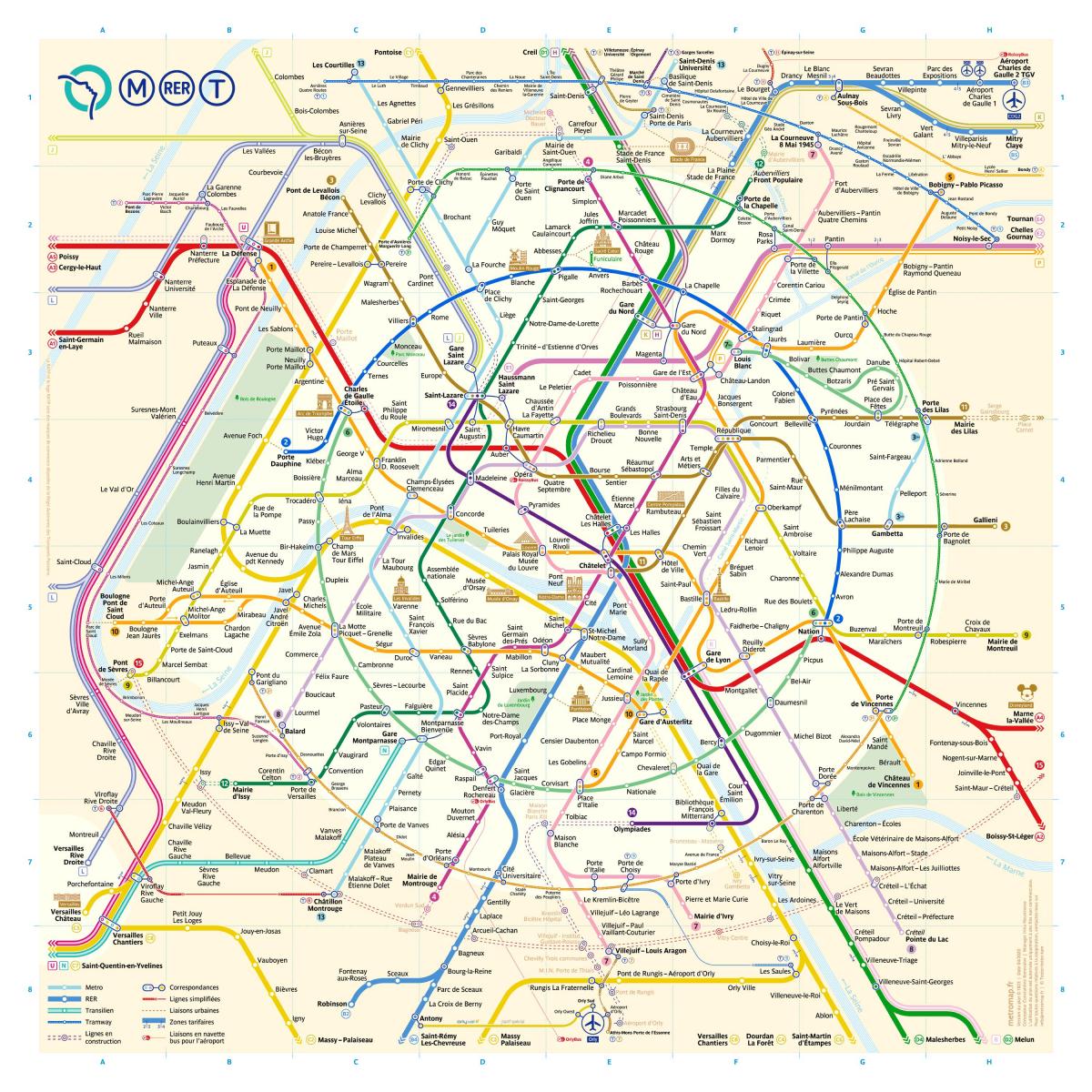 железнодорожный карте Парижа, Франция