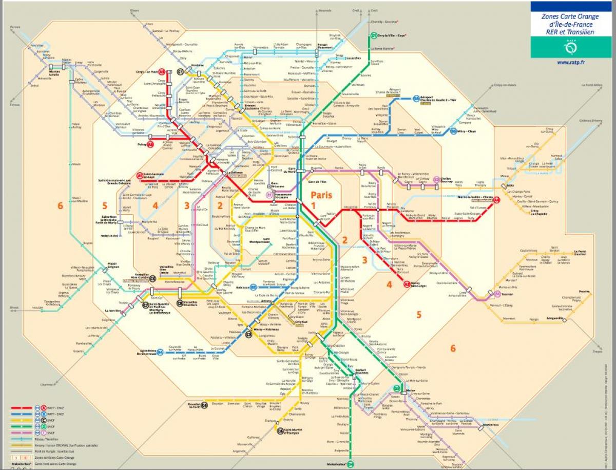 Париж транспортную карту с зонами