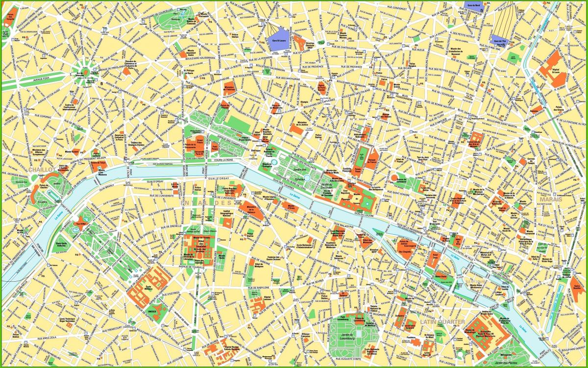 карта центра Парижа достопримечательности