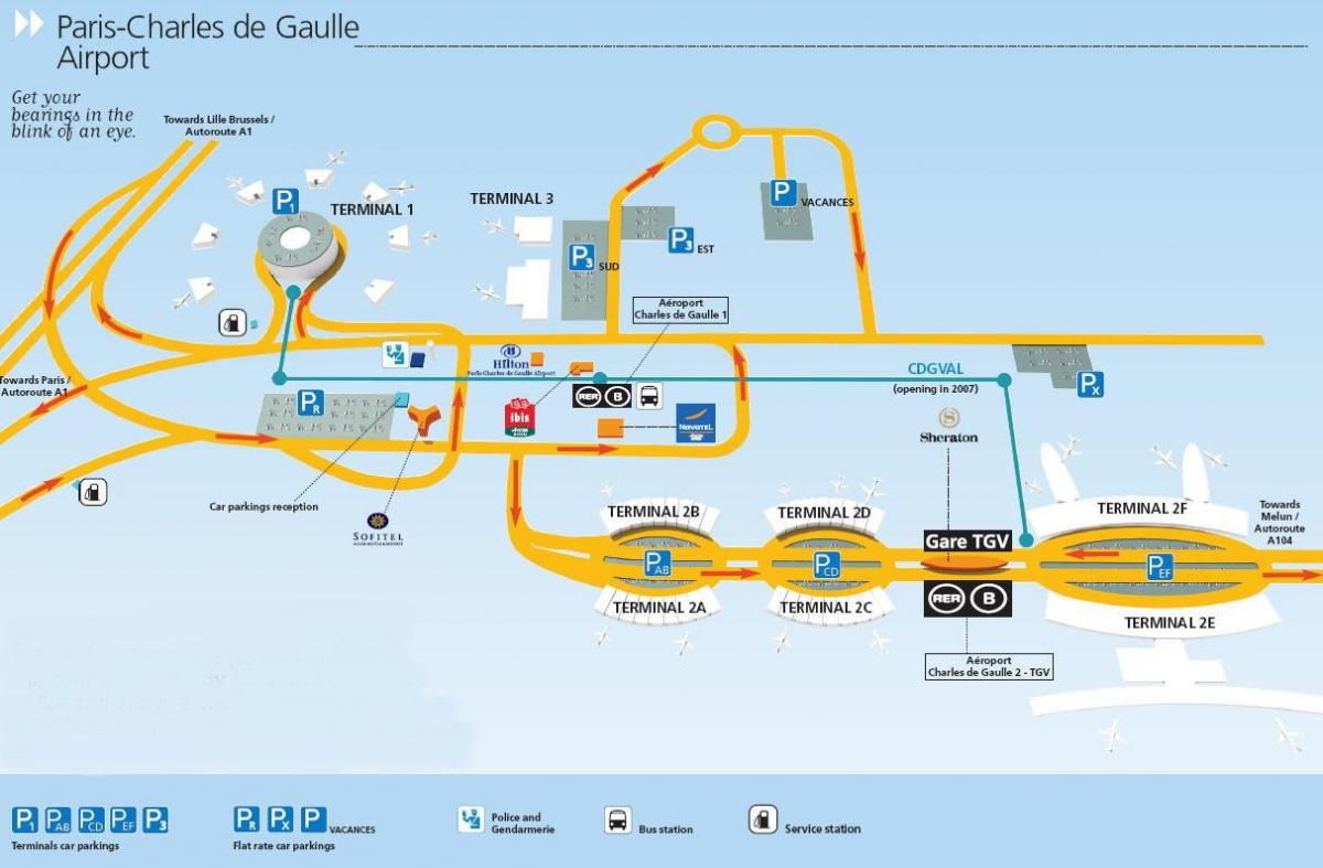 Аэропорт Париж Шарль де Голль на карте