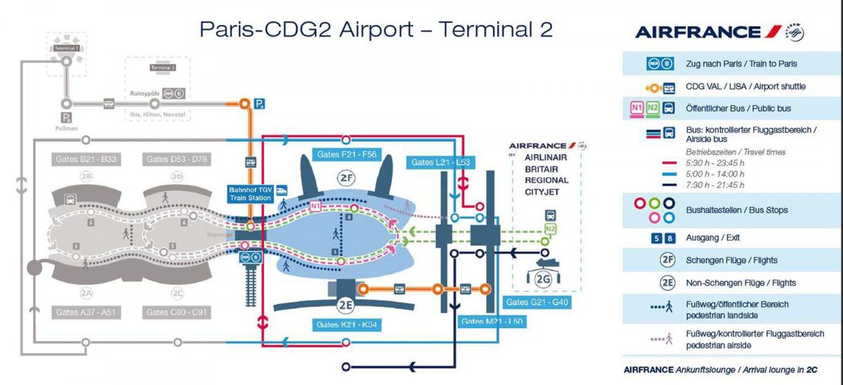 Шарль де Голль терминал 2 Схема