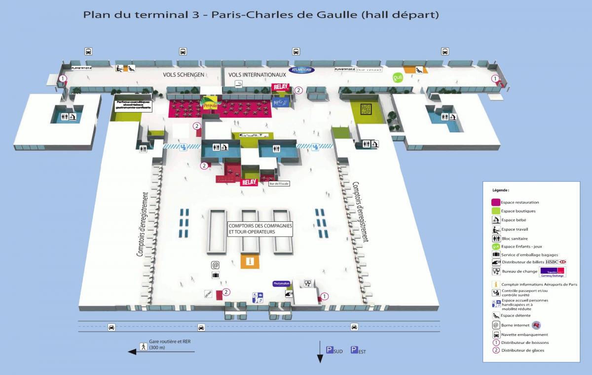 Карта Шарль-де-Голль терминал 3