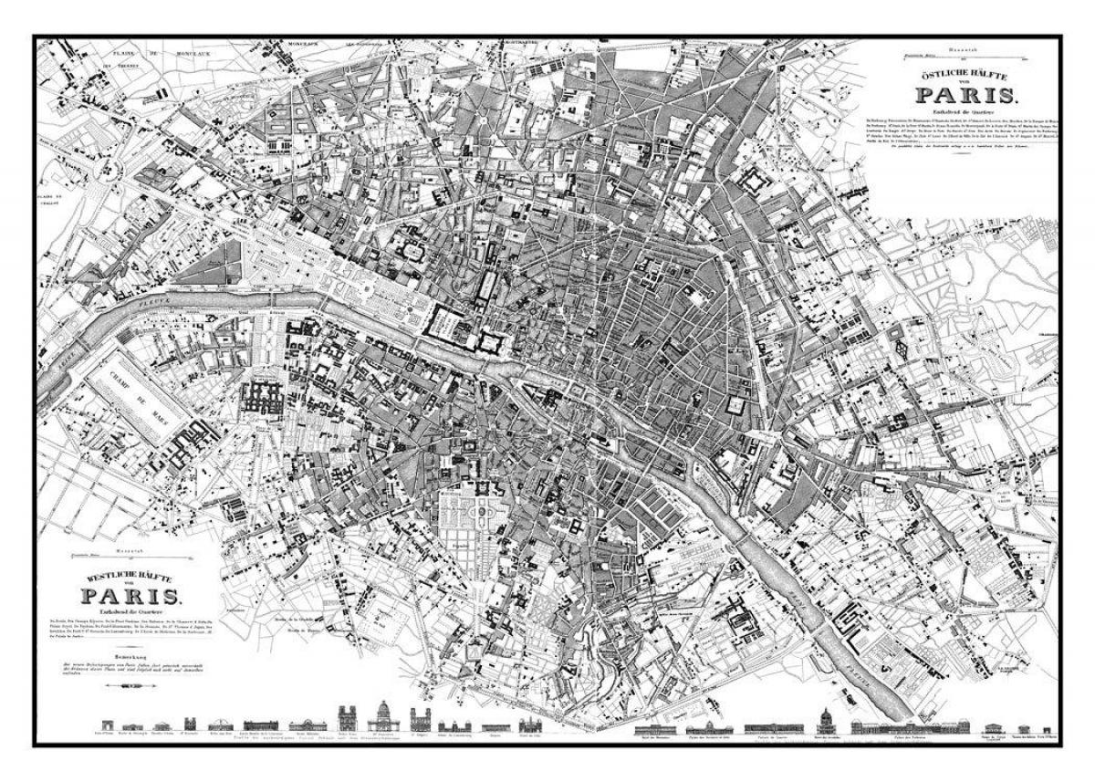 большой винтажный Париж карта