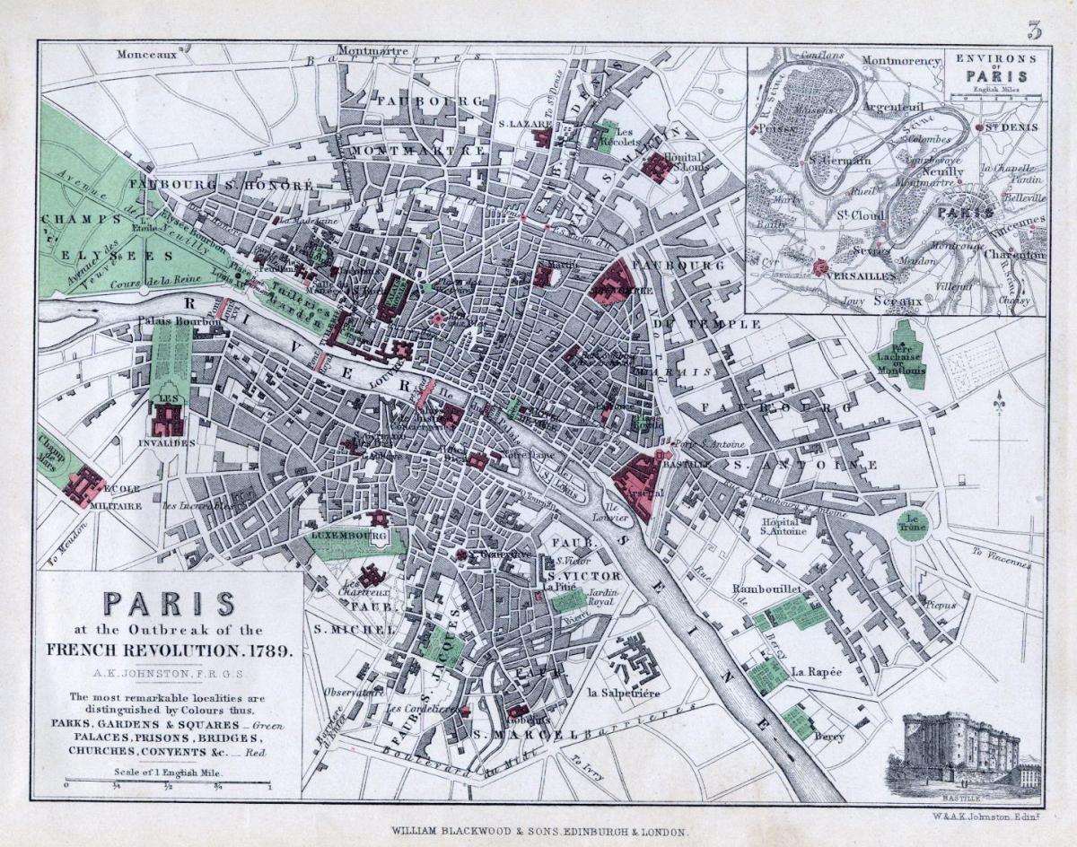 Карта ofhistorical карте Парижа