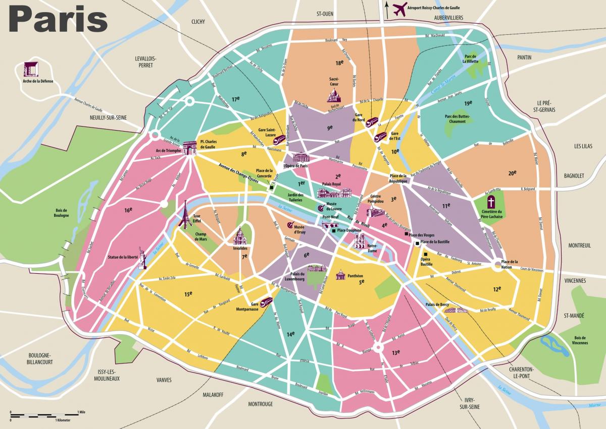 карта Парижа Франция районов