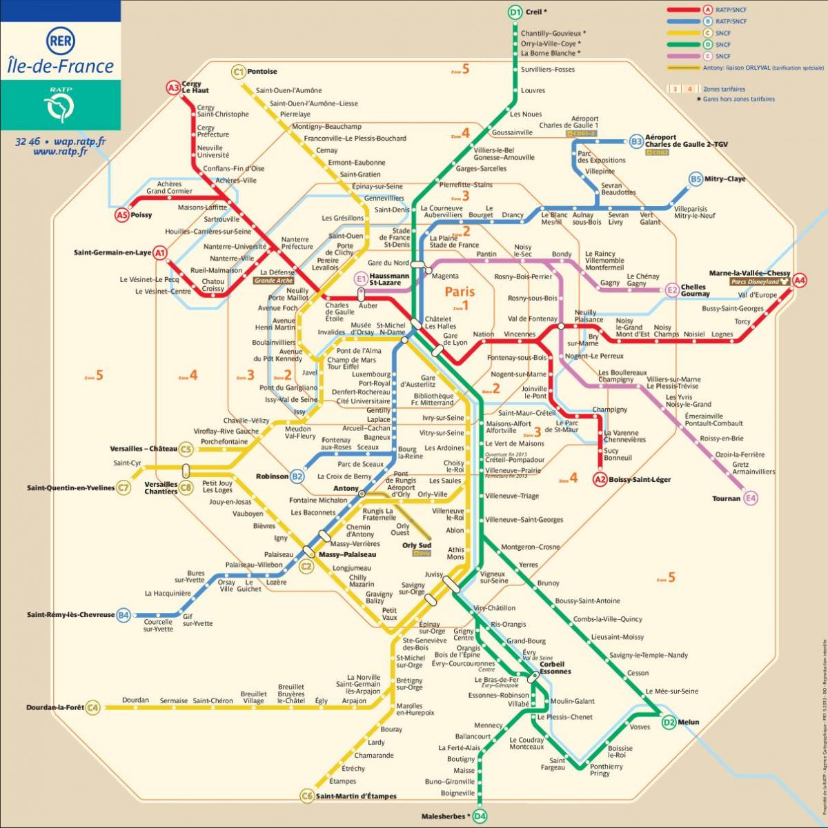 Парижа RER поезде на карте