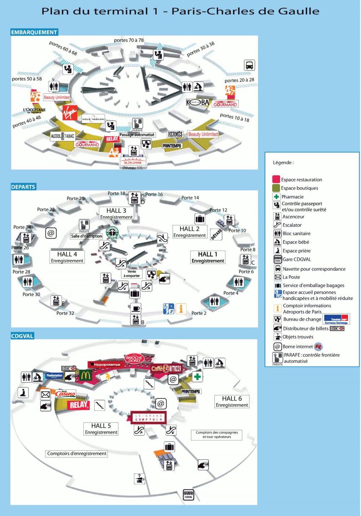 Шарль де Голль терминал аэропорта карте 1