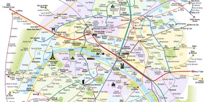 Карта парижского метро с достопримечательностями
