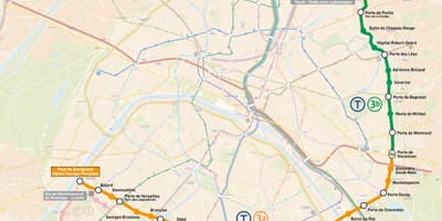 Карта Парижа на трамвае