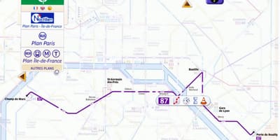 Карта Парижа автобусный маршрут 87 