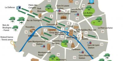 Карта метро Парижа с достопримечательностями