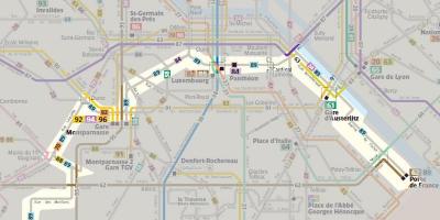 Карта Парижа автобусный маршрут 92 