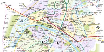 Карта парижского метро с достопримечательностями