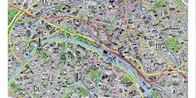 Карта рисованной Париж
